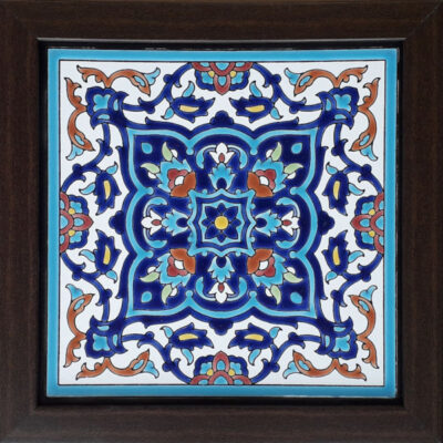 Persian White Decorative Ceramic Tile – Traditional Floral Wall Art