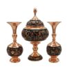 Set of Handcrafted Persian Engraved Copper Vases and Bowl, Featuring the G37 Model with a Traditional Floral Design