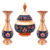 Handcrafted Persian Copper Sugar Bowl with Lid & Vases - Minakari Enameled
