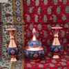 Handcrafted Persian Copper Sugar Bowl with Lid & Vases - Minakari Enameled
