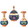 Handcrafted Persian Copper Sugar Bowl with Lid & Vases - Minakari Enameled Pardaz