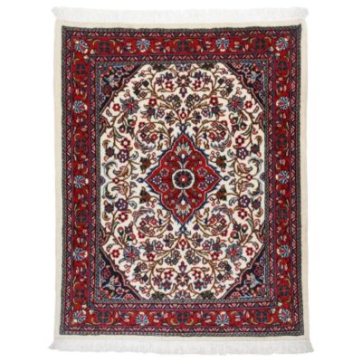 Hand-Knotted Persian Sarouk Toranj Rug (Classical Floral Medallion Pattern) - Red Wool