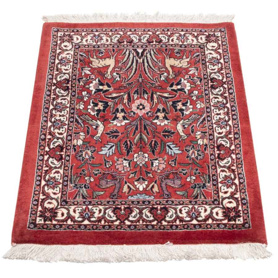 Hand-Knotted Persian Bijar Laki Red Rug (Iron Rug Pictorial Art Scene) – Red Silk & Wool