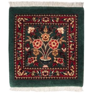 Hand-Knotted Persian Bijar Rug (Iron Rug Classical Flower Vase Design) – Green Wool