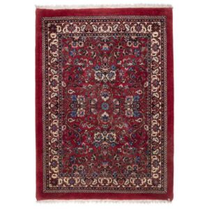 Hand-Knotted Persian Kurdistan Laki Red Rug (Tribal Floral Medallion) – Red Silk & Wool
