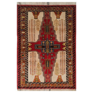 Hand-Knotted Persian Tower Rug (Tribal Geometric Medallion Pattern) – Red Wool