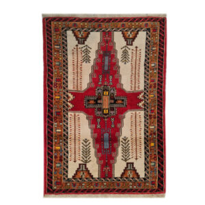 Hand-Knotted Persian Tower Rug (Tribal Geometric Medallion Pattern) – Red Wool