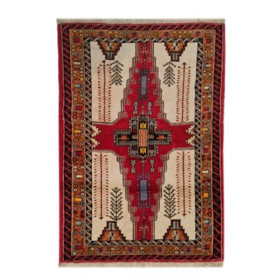 Hand-Knotted Persian Tower Rug (Tribal Geometric Medallion Pattern) - Red Wool