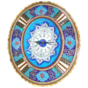 Handcrafted Persian Wooden Wall Clock – Minakari Enameled Sunshine