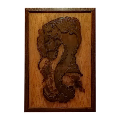 Persian Wood Carved Horse Wall Art – Artistic Animal Artwork for Home Decoration
