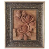 Framed Wood Carved Art Artistic Rose Flower