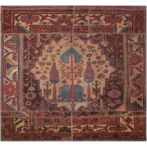 vintage Persian Hand-Knotted Patchwork Carpet Haris
