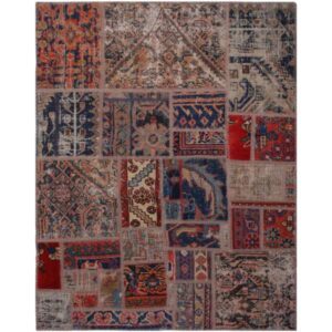 Vintage Persian Hand-Knotted Patchwork Carpet Kavir