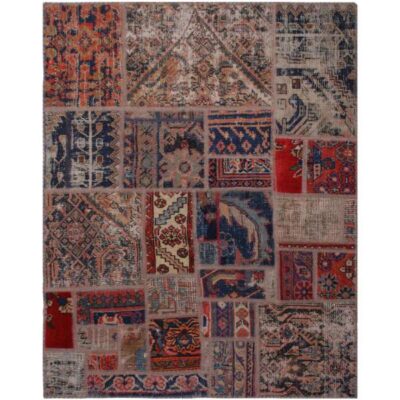 Vintage Persian Hand-Knotted Patchwork Carpet Kavir