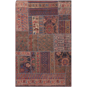 Vintage Persian Hand-Knotted Patchwork Carpet Sarvi
