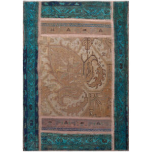 Vintage Persian Hand-Knotted Patchwork Carpet Blue