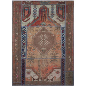 Vintage Persian Hand-Knotted Patchwork Carpet Maha