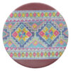 Decorative Pottery Wall Plate Hand-Painted Rainbow Color & Geometric
