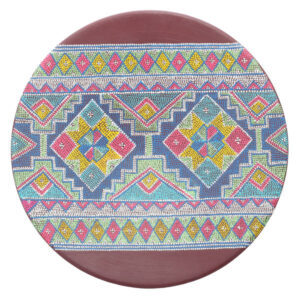 Decorative Pottery Wall Plate Hand-Painted Rainbow Color & Geometric