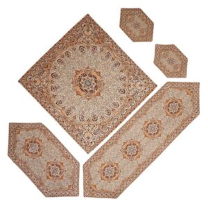 Set of 5 Termeh Tablecloth Luxurious with Persian Paisley Pattern Narges
