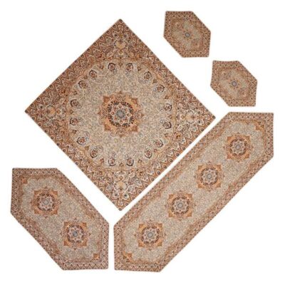 Set of 5 Termeh Tablecloth Luxurious with Persian Paisley Pattern Narges