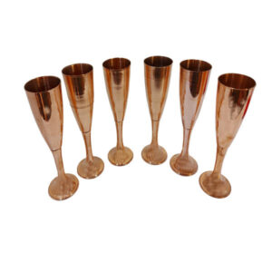 Set of 6 Handcrafted Persian Copper Wine Glass Stemware – Hammered Model Sunflower