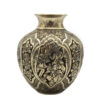 Handcrafted Persian Engraved Copper Vase with a Leili and Majnoon Design, Perfect for Displaying Single Stems with Floral Art