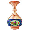 Decorative Copper Vase Hand-Painted with Persian Minakari Enamel, Featuring the Goli Model with a Traditional Floral Design