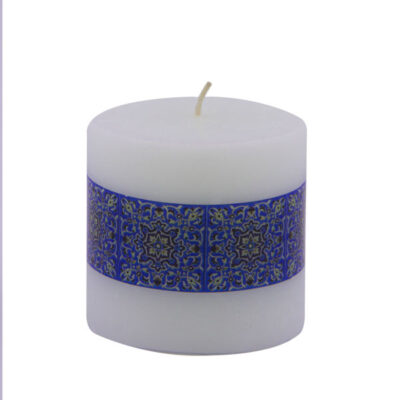 Persian Blue Kashi Votive-Style Pillar Candles – Intricate Traditional Decorative Set (2-Pack)