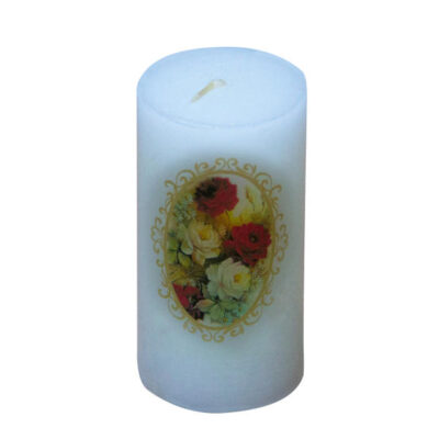 Persian Red Flower Pillar Candles – Floral Decorative Set for Home Decor (4-Pack)