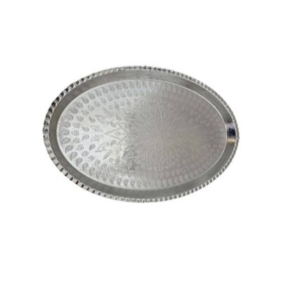 Tara Traditional Copper Serving Tray - Hand Engraved Geometric Tray