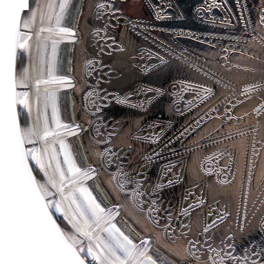 Noqre34 Traditional Copper Serving Tray – Hand Engraved Geometric Tray