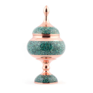 Handcrafted Persian Inlaid Turquoise Copper Sugar Bowl Sinry