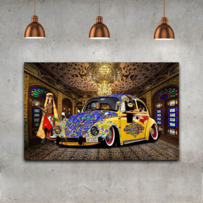 Volkswagen Persian Canvas Print Wall Art with Calligraphy Design