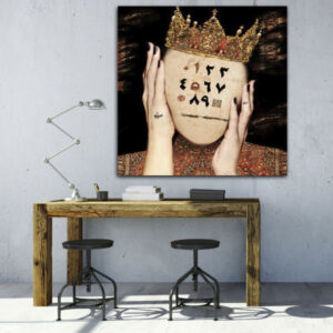 Persian Canvas Art – Printed Girl & Numbers
