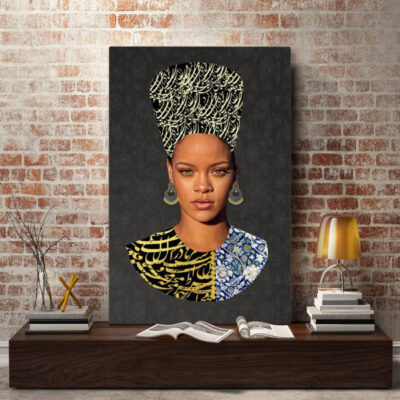 Rihanna Persian Canvas Print Wall Art with Calligraphy Design