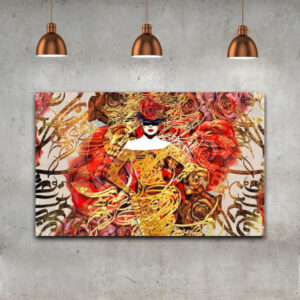 Persian Canvas Art – Printed Orange Design