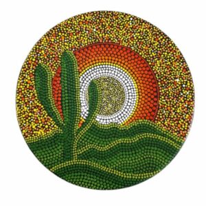 Decorative Pottery Wall Plate Hand-Painted Cactus