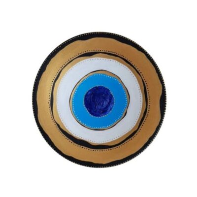 Hand-Painted Persian Pottery Decorative Display Plate, Cheshm Nazar II Evil Eye Design