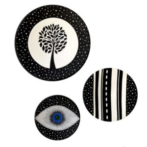 Hand-Painted Decorative Pottery Wall Plate Tree