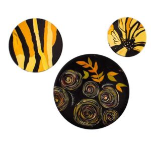 Hand-Painted Decorative Pottery Wall Plate Yellow
