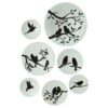 Set of 7 Hand-Painted Decorative Pottery Wall Plate Sparrow