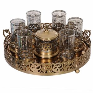Persian Metal Tea & Coffee Set – Vintage Style with Tray