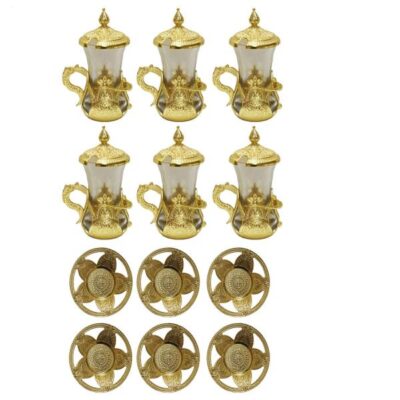 Persian Metal Tea & Coffee Set - Vintage Style & Golden Color
