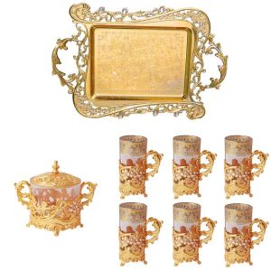 Persian Metal Tea & Coffee Set – Vintage Style with Tray
