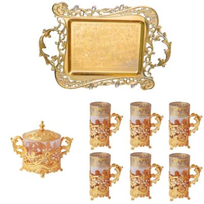Persian Metal Tea & Coffee Set - Vintage Style with Tray