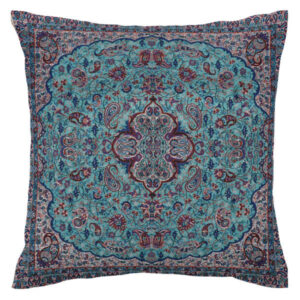 Persian Termeh Cushion Cover – Model Blue Abbasi | Handcrafted Silk Design