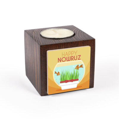 Set of 2 Persian Wooden Cube Tealight Candle Holders, Nowrouz Design, Minimalist Traditional Décor