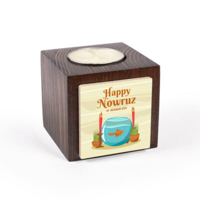 Set of 2 Persian Wooden Cube Tealight Candle Holders, Nowrouz Design, Minimalist Traditional Décor