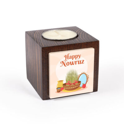 Set of 2 Persian Wooden Cube Tealight Candle Holders, Nowrouz II Design, Minimalist Traditional Décor